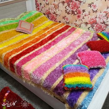 کوسن روکش قلاب بافی طرح مشبک ساده