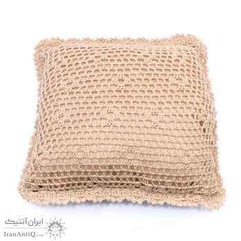 کوسن روکش قلاب بافی طرح گل بوته برجسته