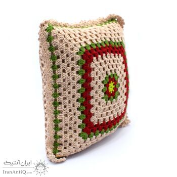 کوسن روکش قلاب بافی طرح مشبک رنگی