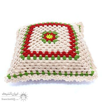 کوسن روکش قلاب بافی طرح مشبک رنگی