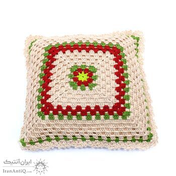 کوسن روکش قلاب بافی طرح مشبک رنگی