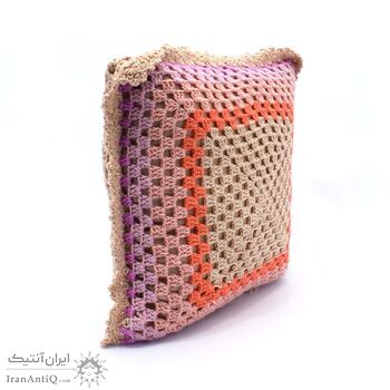 کوسن روکش قلاب بافی طرح مشبک ساده