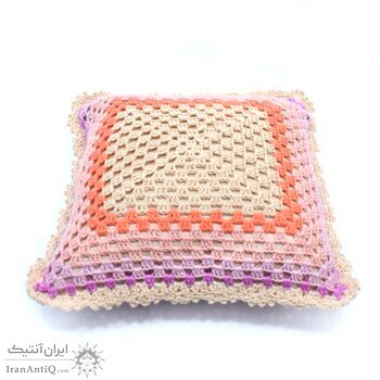 کوسن روکش قلاب بافی طرح مشبک ساده