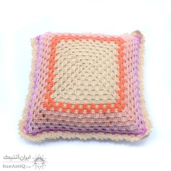 کوسن روکش قلاب بافی طرح مشبک ساده