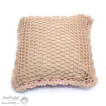 کوسن روکش قلاب بافی طرح مشبک ساده