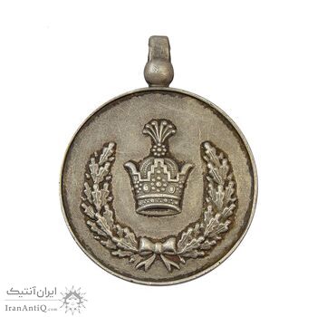 مدال نقره خدمت (دو رو تاج) - EF45 - رضا شاه