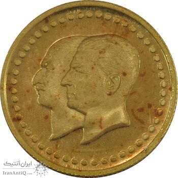 مدال طلا 2.5 گرمی بانک ملی (با کاور فابریک پلمب) - MS65 - محمد رضا شاه