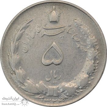 سکه 5 ریال 1323 (چرخش 90 درجه) - VF30 - محمد رضا شاه