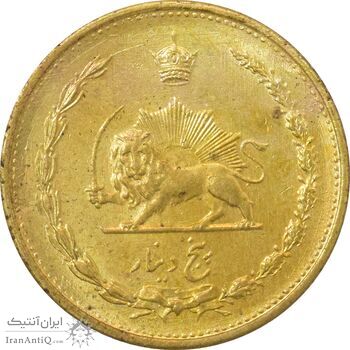 سکه 5 دینار 1319 برنز - MS63 - رضا شاه سکه 5 دینار 1319 برنز - MS63 - رضا شاه