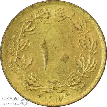 سکه 10 دینار 1317 برنز - MS65 - رضا شاه