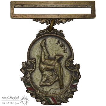 نشان آویزی اهدایی فدراسیون کشتی - نقره ای - EF - محمد رضا شاه نشان آویزی اهدایی فدراسیون کشتی - نقره ای - EF - محمد رضا شاه