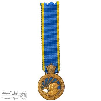 مدال برنز آویزی پنجاهمین سال پادشاهی پهلوی 2535 (با روبان) - شب - UNC - محمد رضا شاه