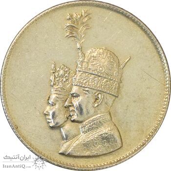 مدال نقره یادبود تاجگذاری 1346 - AU55 - محمد رضا شاه
