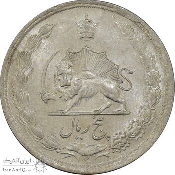 سکه 5 ریال 1323/2 - سورشارژ تاریخ - MS62 - محمد رضا شاه