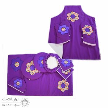 سرویس آشپزخانه مدل تکه دوزی ارغوان 10 پارچه به همراه ساک