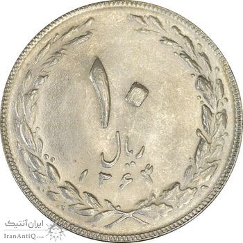 سکه 10 ریال 1364 - صفر مستطیل پشت باز - MS62 - جمهوری اسلامی