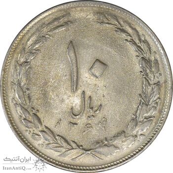 سکه 10 ریال 1364 (یک باریک) پشت بسته - MS61 - جمهوری اسلامی