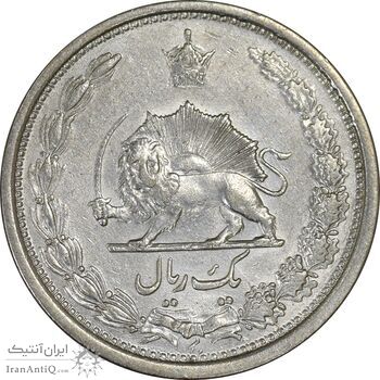 سکه 1 ریال 1313 - 3 تاریخ کج - EF45 - رضا شاه