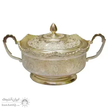 قندان نقره قلمزنی طرح اسلیمی