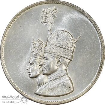 مدال نقره یادبود تاجگذاری 1346 - MS62 - محمد رضا شاه