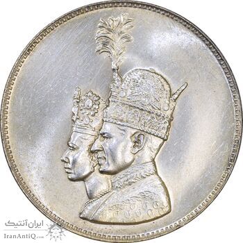 مدال نقره یادبود تاجگذاری 1346 - MS63 - محمد رضا شاه