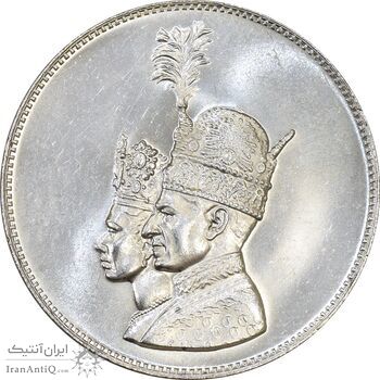مدال نقره یادبود تاجگذاری 1346 - MS63 - محمد رضا شاه