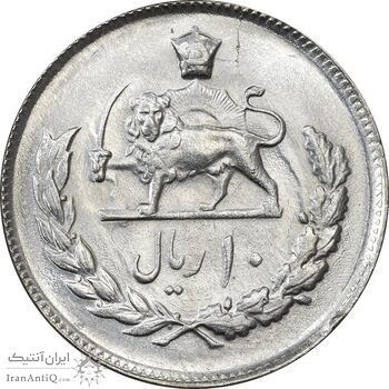 سکه 10 ریال 2537 - MS62 - محمد رضا شاه