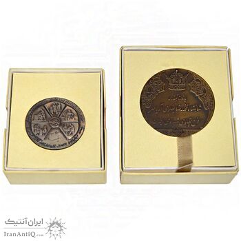 مدال برنز و نقره انقلاب سفید 1346 (با جعبه) - MS63 - محمد رضا شاه