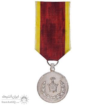 مدال برنز خدمت (دو رو تاج) ضرب ایران - با روبان - EF - رضا شاه