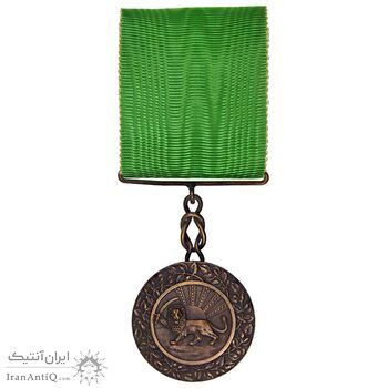 مدال برنز بپاداش خدمت (با روبان و جعبه فابریک) - UNC - رضا شاه