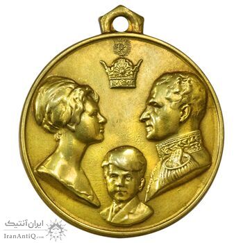 مدال آویزی تاجگذاری (سه رخ) - EF - محمد رضا شاه