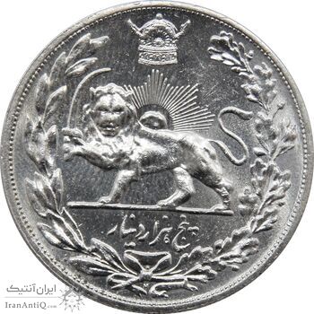 سکه 5000 دینار 1306 ضرب هیتون - MS63 - رضا شاه سکه 5000 دینار 1306 ضرب هیتون - MS63 - رضا شاه