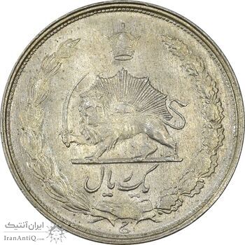 سکه 1 ریال 1323/2 نقره - سورشارژ تاریخ - نوع یک - MS62 - محمد رضا شاه