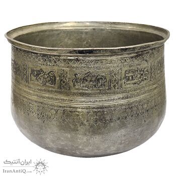 پاتیل مسی قلمزنی طرح نقوش و خط