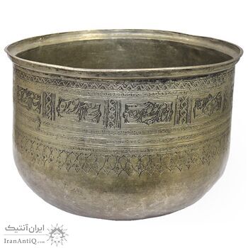 پاتیل مسی قلمزنی طرح نقوش و خط