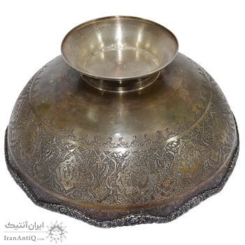 کاسه نقره قلمزنی طرح اسلیمی