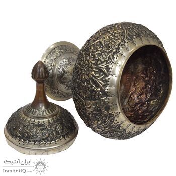 جام مسی قلمزنی طرح گل و مرغ