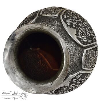 گلدان مسی قلمزنی طرح گل و مرغ