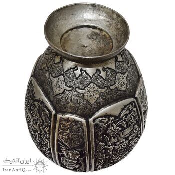 گلدان مسی قلمزنی طرح گل و مرغ