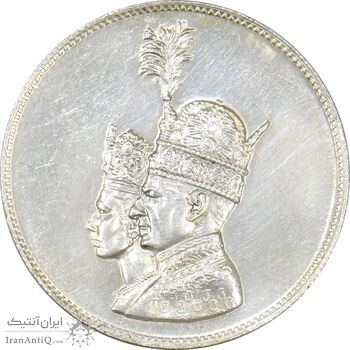 مدال نقره جشن تاجگذاری 1346 - AU58 - محمد رضا شاه