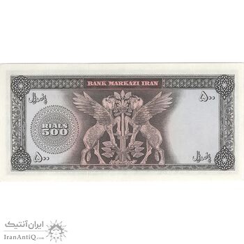 اسکناس 500 ریال (آموزگار - سمیعی) نوشته قرمز - تک - UNC62 - محمد رضا شاه