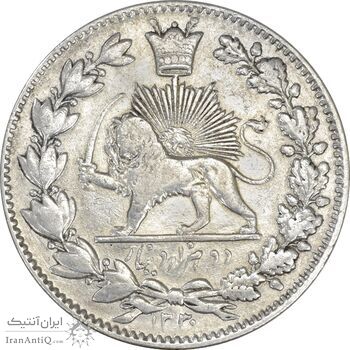 سکه 2000 دینار 1330 خطی (شیر متفاوت) - VF35 - احمد شاه