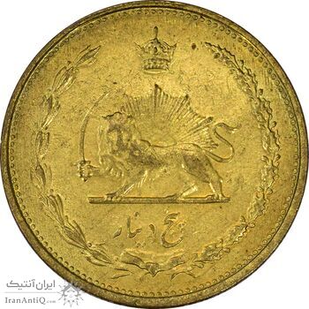 سکه 5 دینار 1318 برنز - MS61 - رضا شاه سکه 5 دینار 1318 برنز - MS61 - رضا شاه