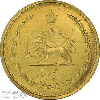 سکه 5 دینار 1319 برنز - MS63 - رضا شاه