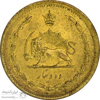 سکه 10 دینار 1318 برنز - MS61 - رضا شاه