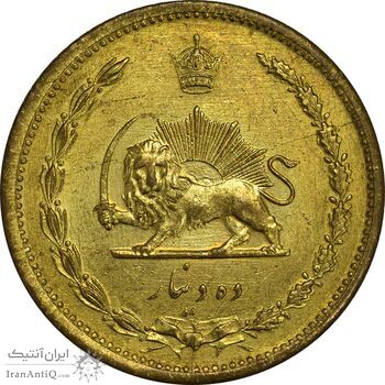 سکه 10 دینار 1319 برنز - MS63 - رضا شاه