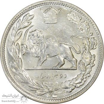 سکه 2000 دینار 1306H تصویری - MS63 - رضا شاه