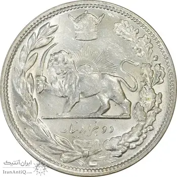 سکه 2000 دینار 1306H تصویری - MS63 - رضا شاه