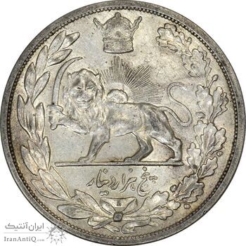 سکه 5000 دینار 1306L تصویری - EF40 - رضا شاه