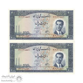 اسکناس 200 ریال 1330 (شماره قرمز) - محمد رضا شاه اسکناس 200 ریال 1330 (شماره قرمز) - محمد رضا شاه